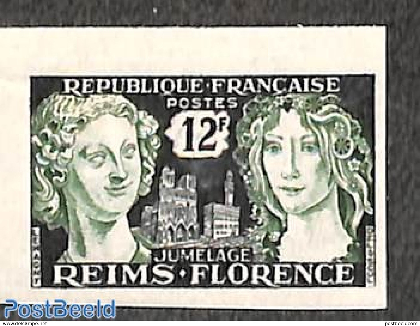 France 1956 REims-Florence 1v, Imperforated, Mint NH - Ongebruikt