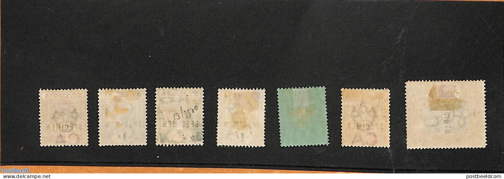 Saint Lucia 1904 7 SPECIMEN Stamps, Unused Hinged, Unused (hinged) - St.Lucia (1979-...)