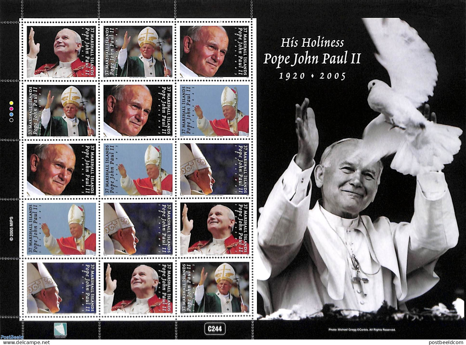 Marshall Islands 2005 Pope John Paul II M/s, Mint NH, Religion - Pope - Pausen