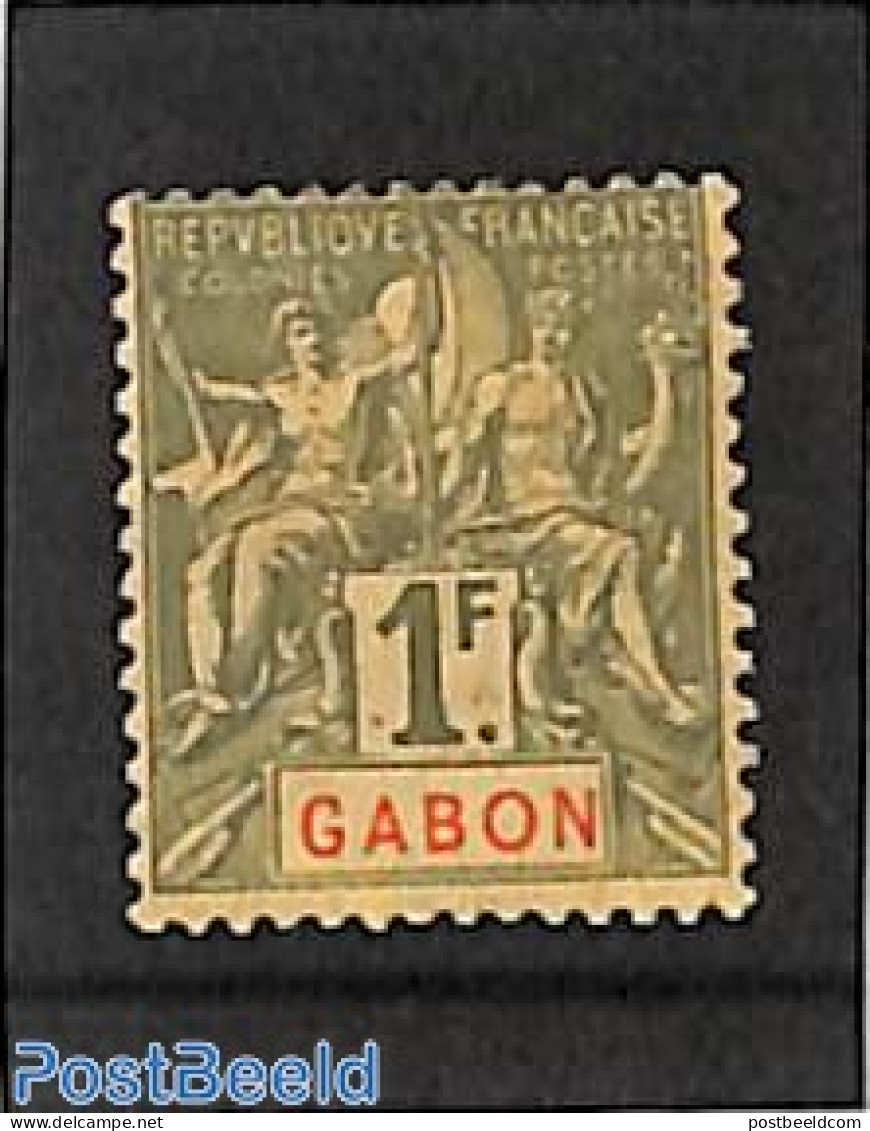 Gabon 1904 1fr, Stamp Out Of Set, Unused (hinged) - Unused Stamps