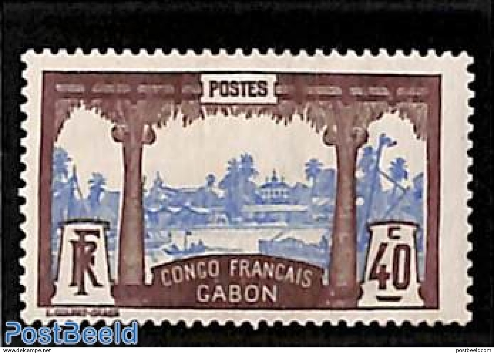 Gabon 1910 40c, Stamp Out Of Set, Unused (hinged), Transport - Ships And Boats - Nuevos