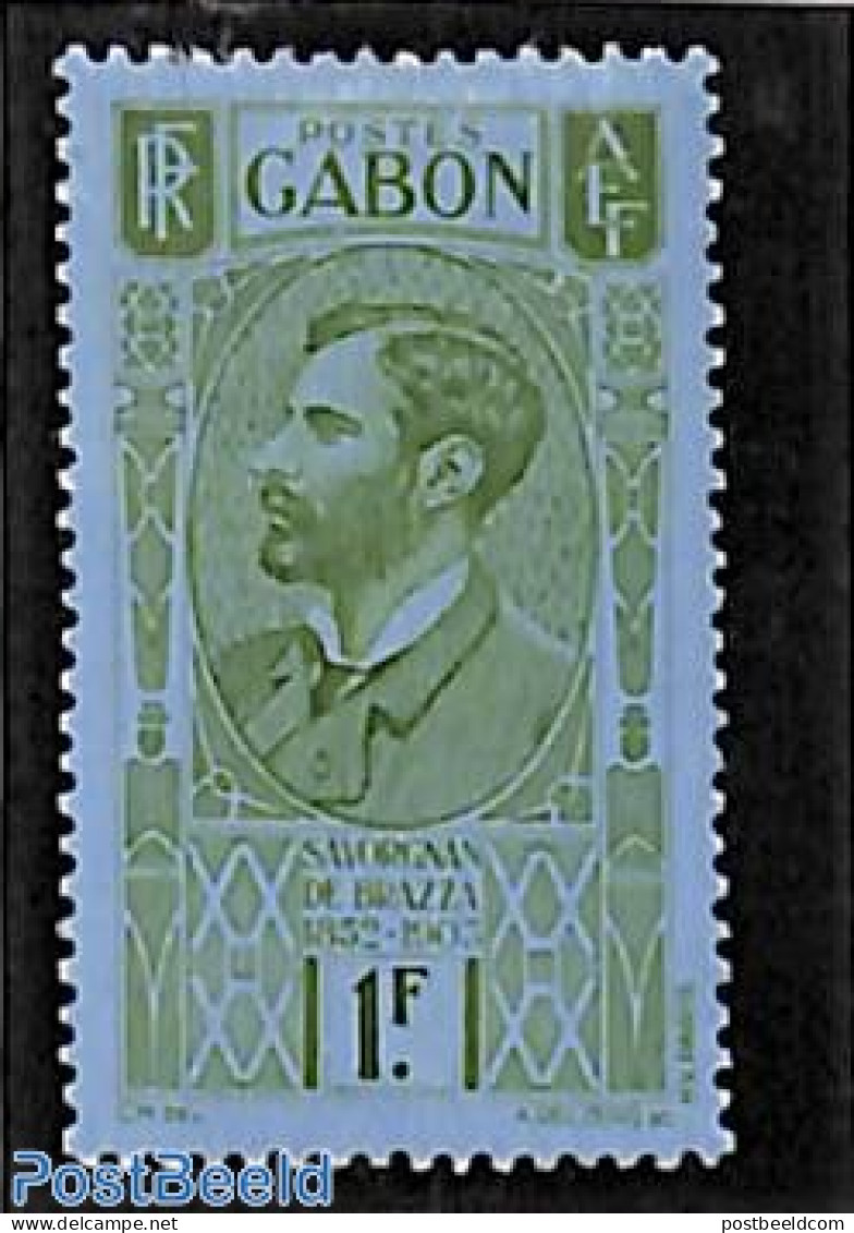 Gabon 1932 1F, Stamp Out Of Set, Unused (hinged), History - Explorers - Ongebruikt
