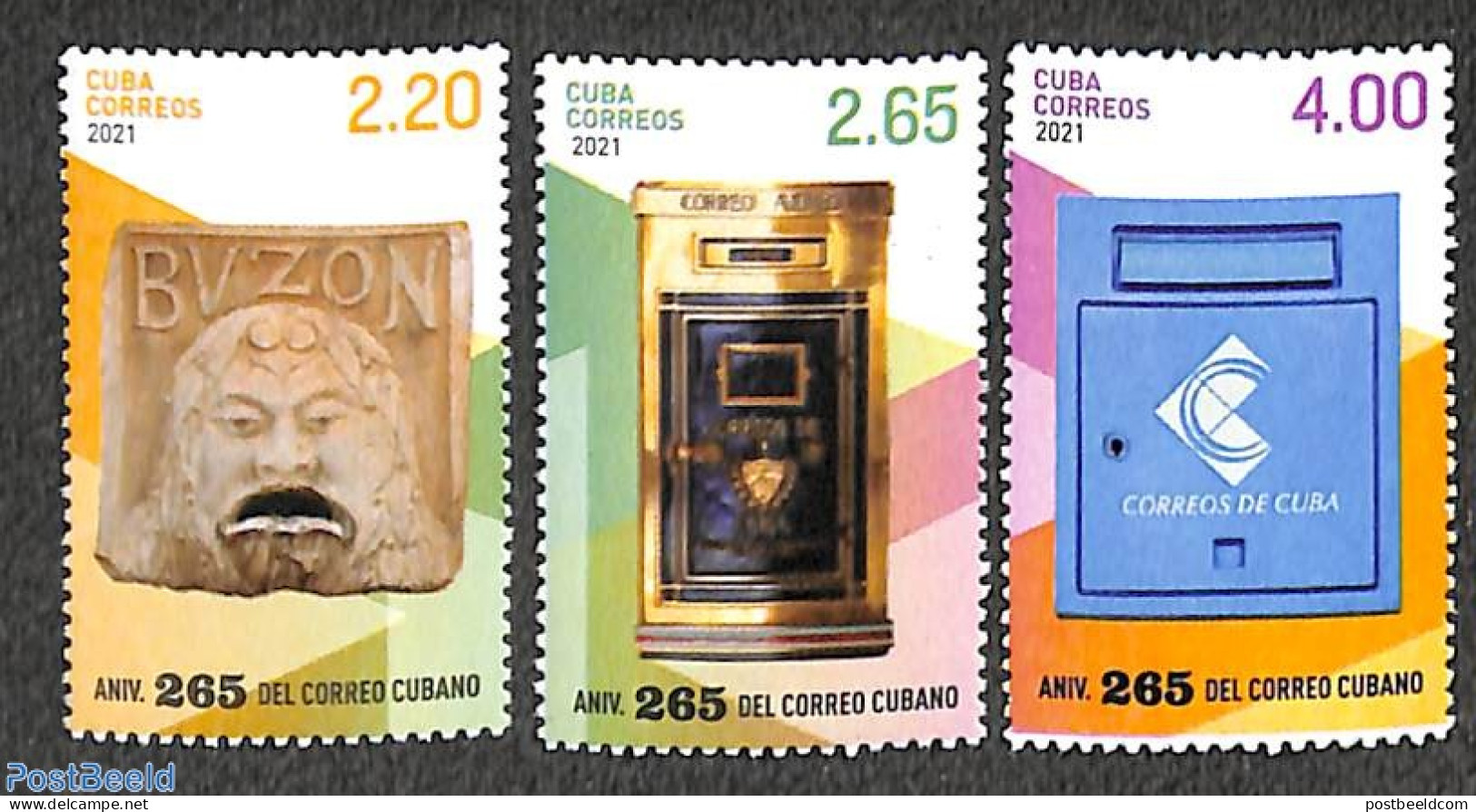 Cuba 2021 265 Years Post 3v, Mint NH, Mail Boxes - Post - Unused Stamps