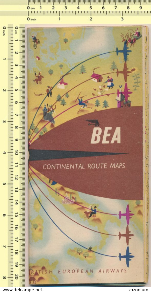 BEA ROUTE MAPS British European Airways Continental Maps - Other & Unclassified