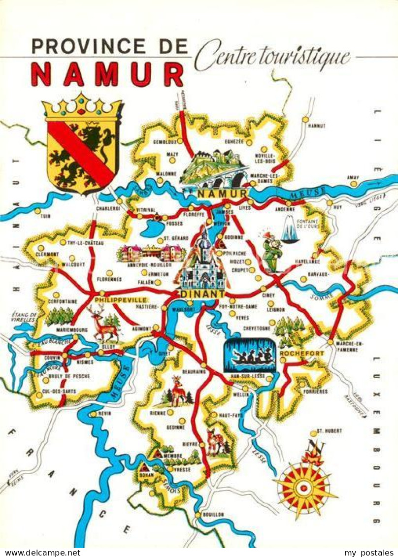 73242958 Namur Sur Meuse Touristikkarte Namur Sur Meuse - Namen