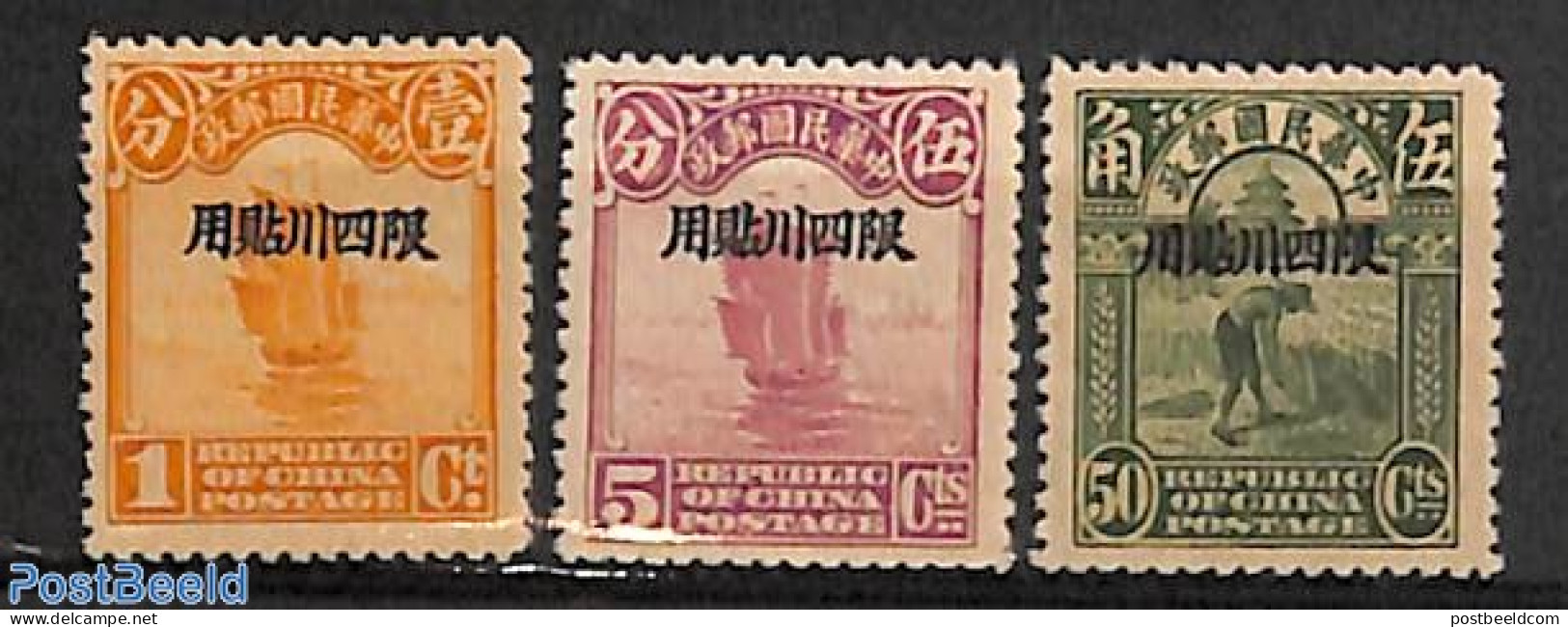 China (before 1949) 1933 Sichuan, Definitives 3v, Mint NH, Transport - Ships And Boats - Andere & Zonder Classificatie
