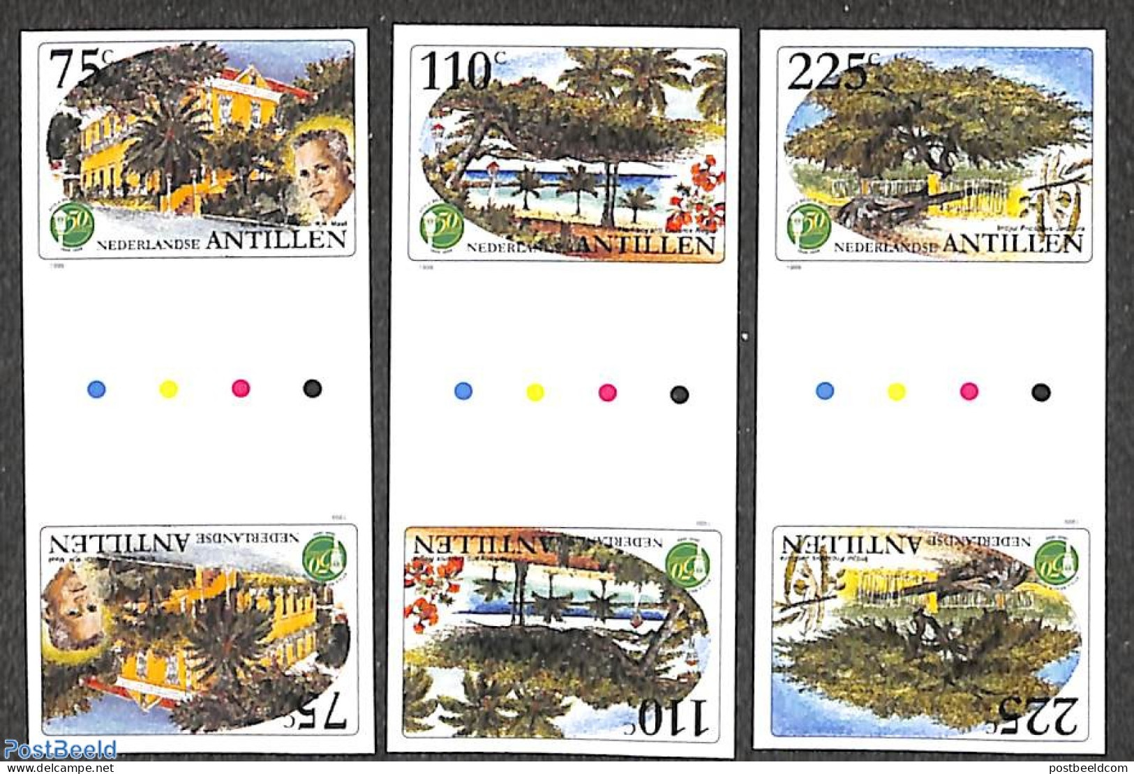 Netherlands Antilles 1999 Avila Beach Hotel 3v, Gutterpairs, Imperforated, Mint NH, Various - Hotels - Tourism - Settore Alberghiero & Ristorazione