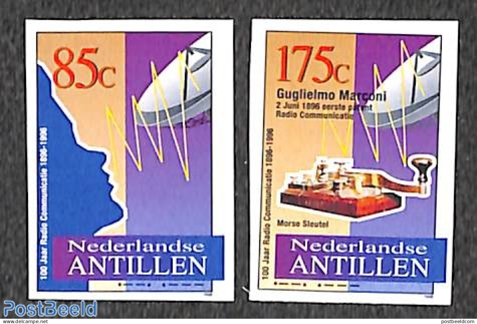 Netherlands Antilles 1996 Radio Communication 2v, Imperforated, Mint NH, Performance Art - Science - Radio And Televis.. - Telecom