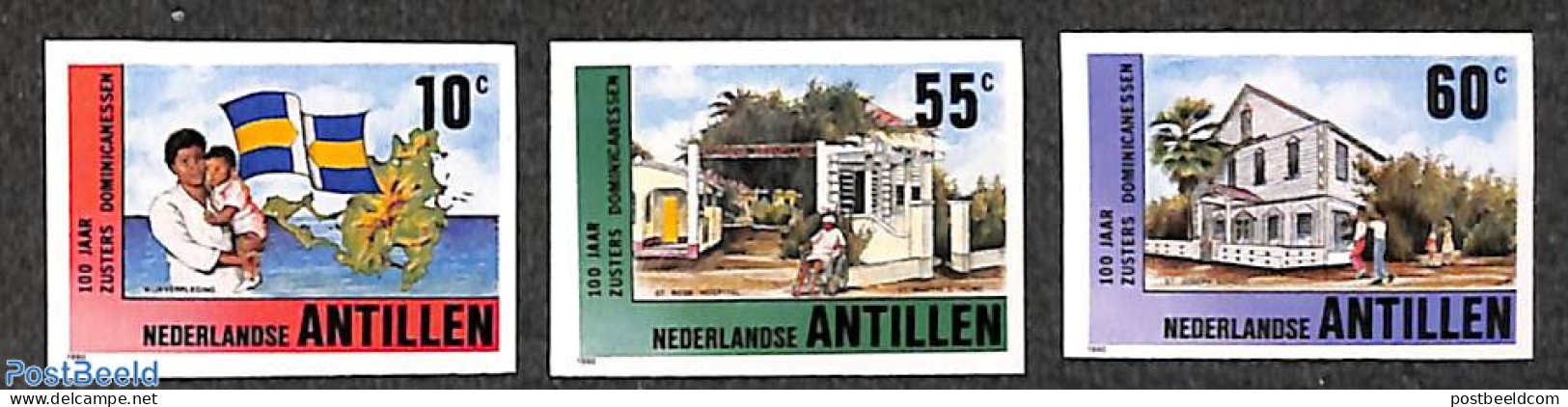 Netherlands Antilles 1990 Sisters Dominicanesses 3v, Imperforated, Mint NH, Religion - Various - Religion - Maps - Geography