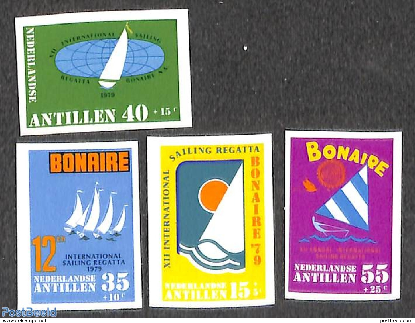 Netherlands Antilles 1979 Sport 4v, Imperforated, Mint NH, Sport - Transport - Sailing - Sport (other And Mixed) - Shi.. - Voile