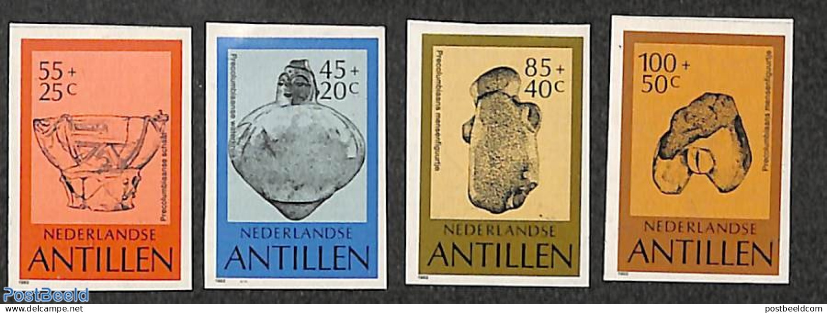 Netherlands Antilles 1983 Pre-Columbian Culture 4v, Imperforated, Mint NH, History - Archaeology - Art - Ceramics - Archeologie