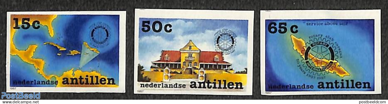 Netherlands Antilles 1987 Rotary 3v, Imperforated, Mint NH, Various - Maps - Rotary - Geography