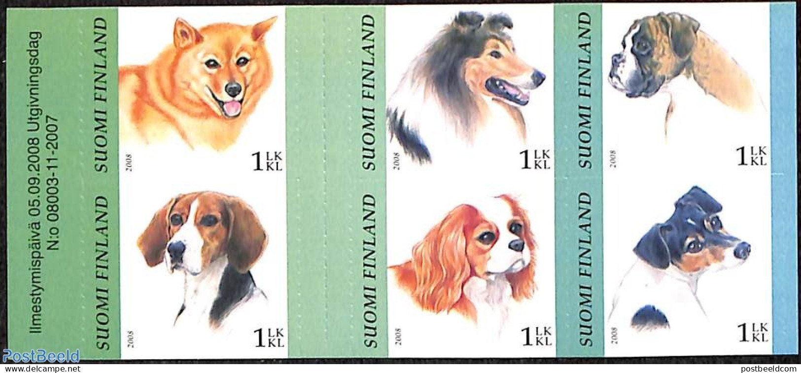 Finland 2008 Dogs 6v S-a, Mint NH, Nature - Dogs - Neufs