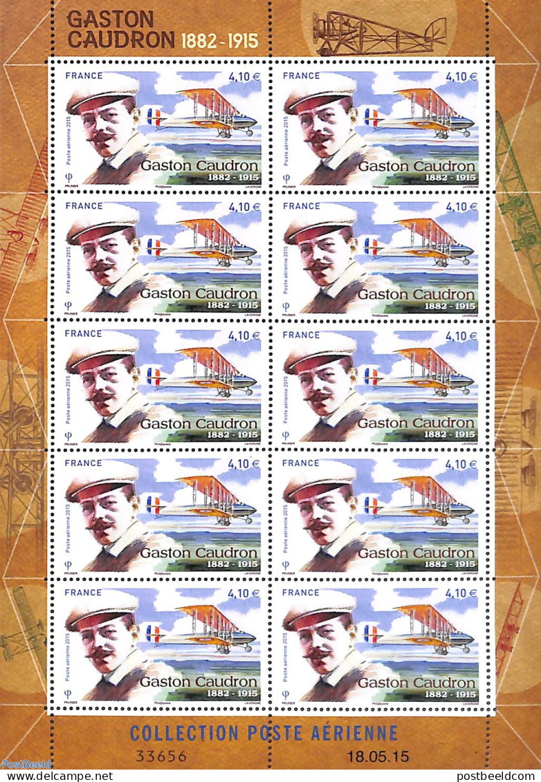 France 2015 Gaston Caudron M/s, Mint NH, Transport - Aircraft & Aviation - Unused Stamps