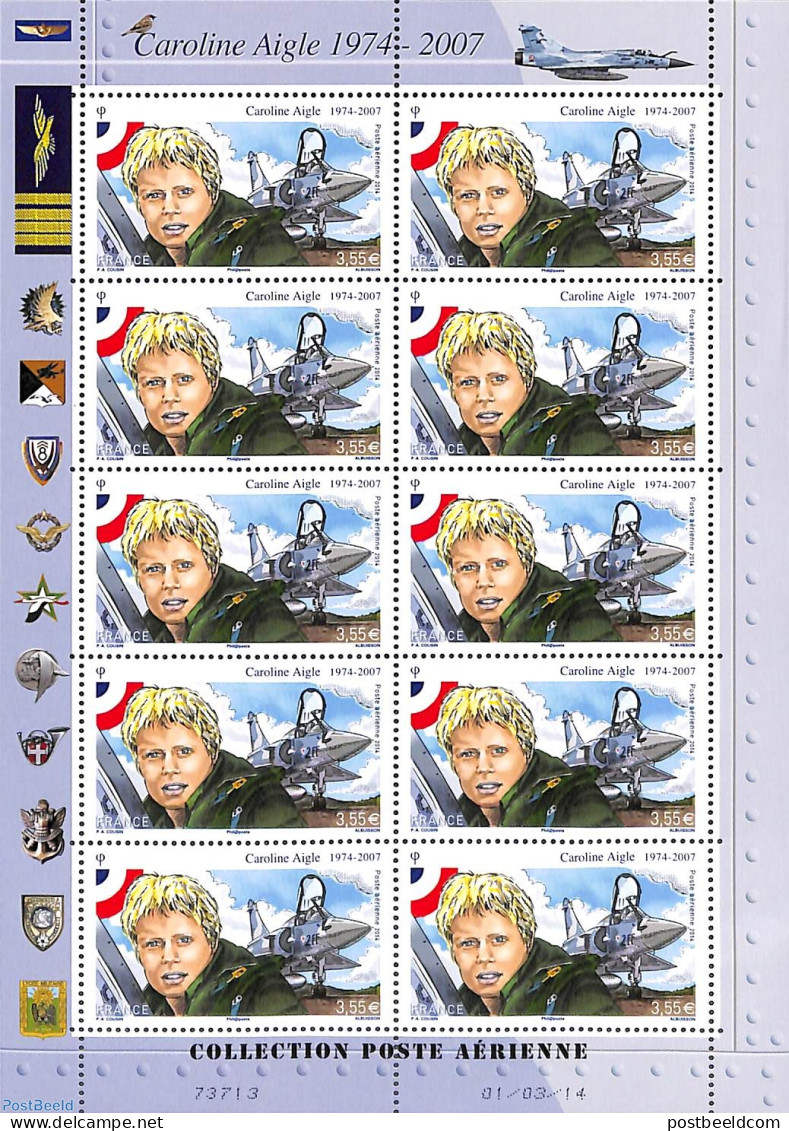 France 2014 Caroline Aigle M/s, Mint NH, Transport - Aircraft & Aviation - Unused Stamps