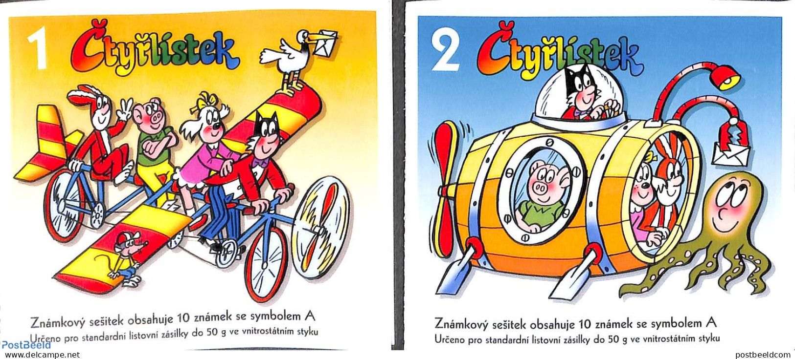 Czech Republic 2010 Comics 2 Booklets S-a, Mint NH, Stamp Booklets - Art - Comics (except Disney) - Other & Unclassified