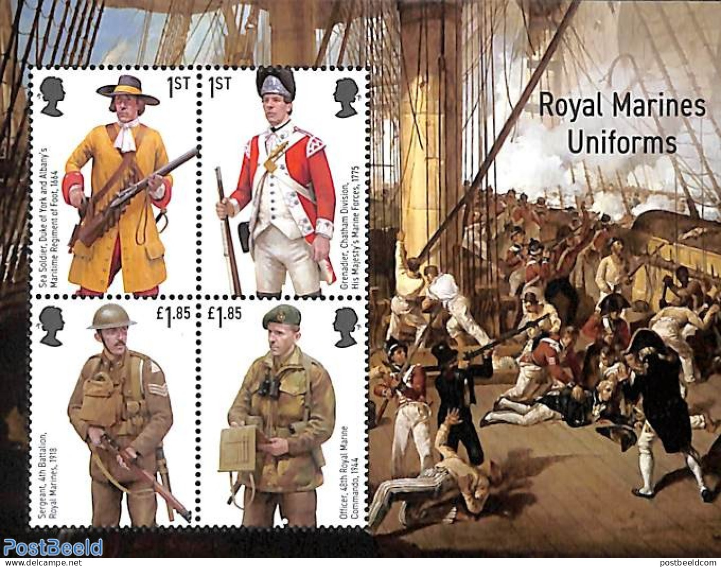 Great Britain 2022 Royal Marines S/s, Mint NH, History - Transport - Various - Militarism - Ships And Boats - Uniforms - Unused Stamps
