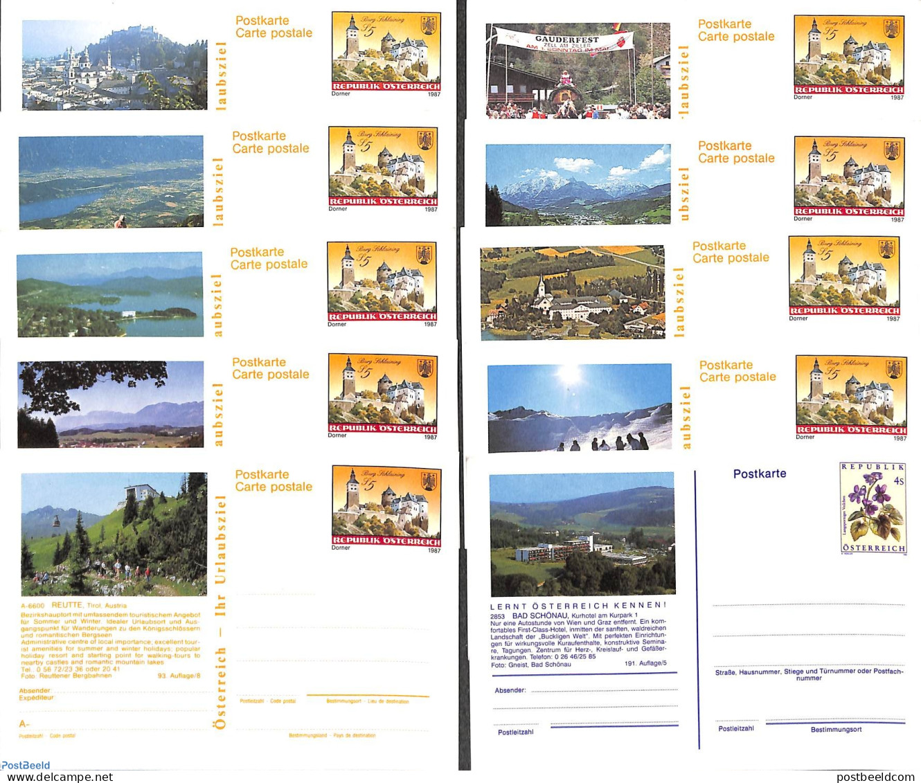 Austria 1987 10 Illustrated Postcards, Unused Postal Stationary - Lettres & Documents