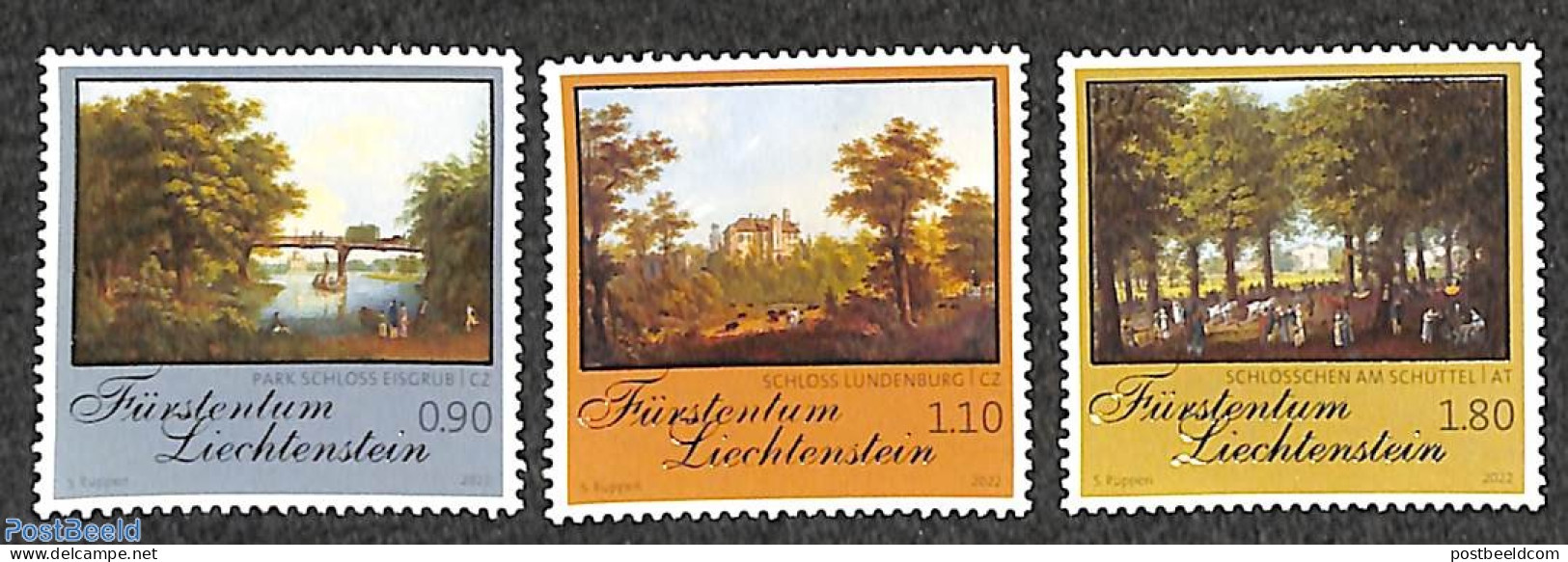 Liechtenstein 2022 Royal Treasures 3v, Mint NH, Nature - Trees & Forests - Art - Bridges And Tunnels - Castles & Forti.. - Nuovi