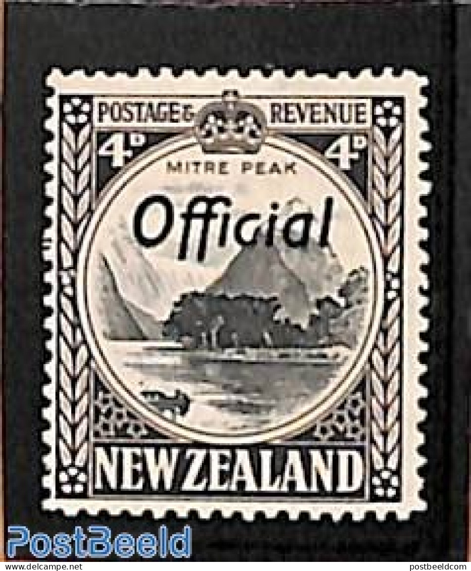 New Zealand 1940 4d, OFFICIAL, Stamp Out Of Set, Unused (hinged) - Ongebruikt