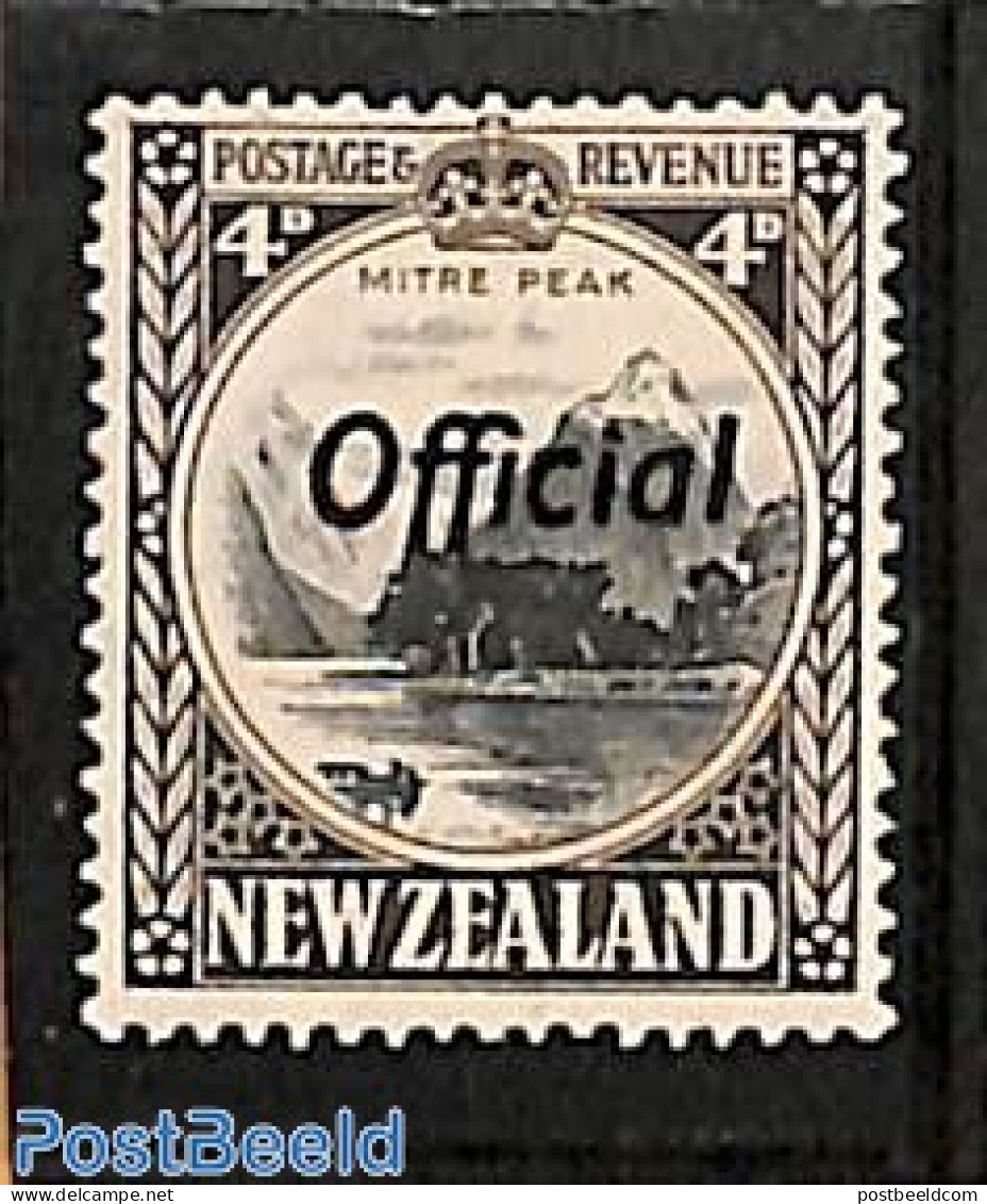 New Zealand 1936 4d, Perf. 14, OFFICIAL, Stamp Out Of Set, Mint NH, Sport - Mountains & Mountain Climbing - Ongebruikt