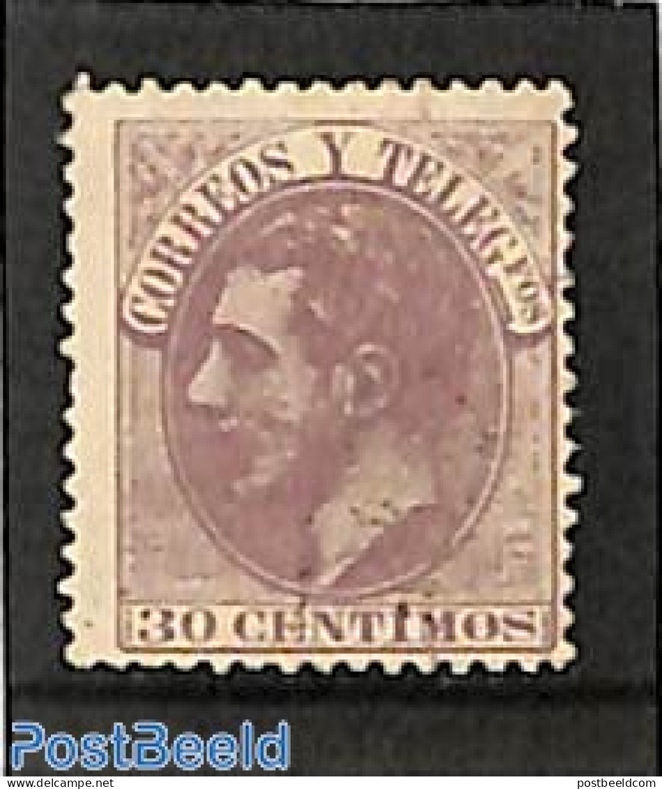 Spain 1882 30c, Stamp Out Of Set, Regummed, Unused (hinged) - Nuevos