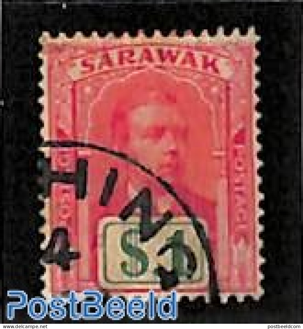 Malaysia 1918 Sarawak, 1$, Without WM, Stamp Out Of Set, Used Stamps - Altri & Non Classificati