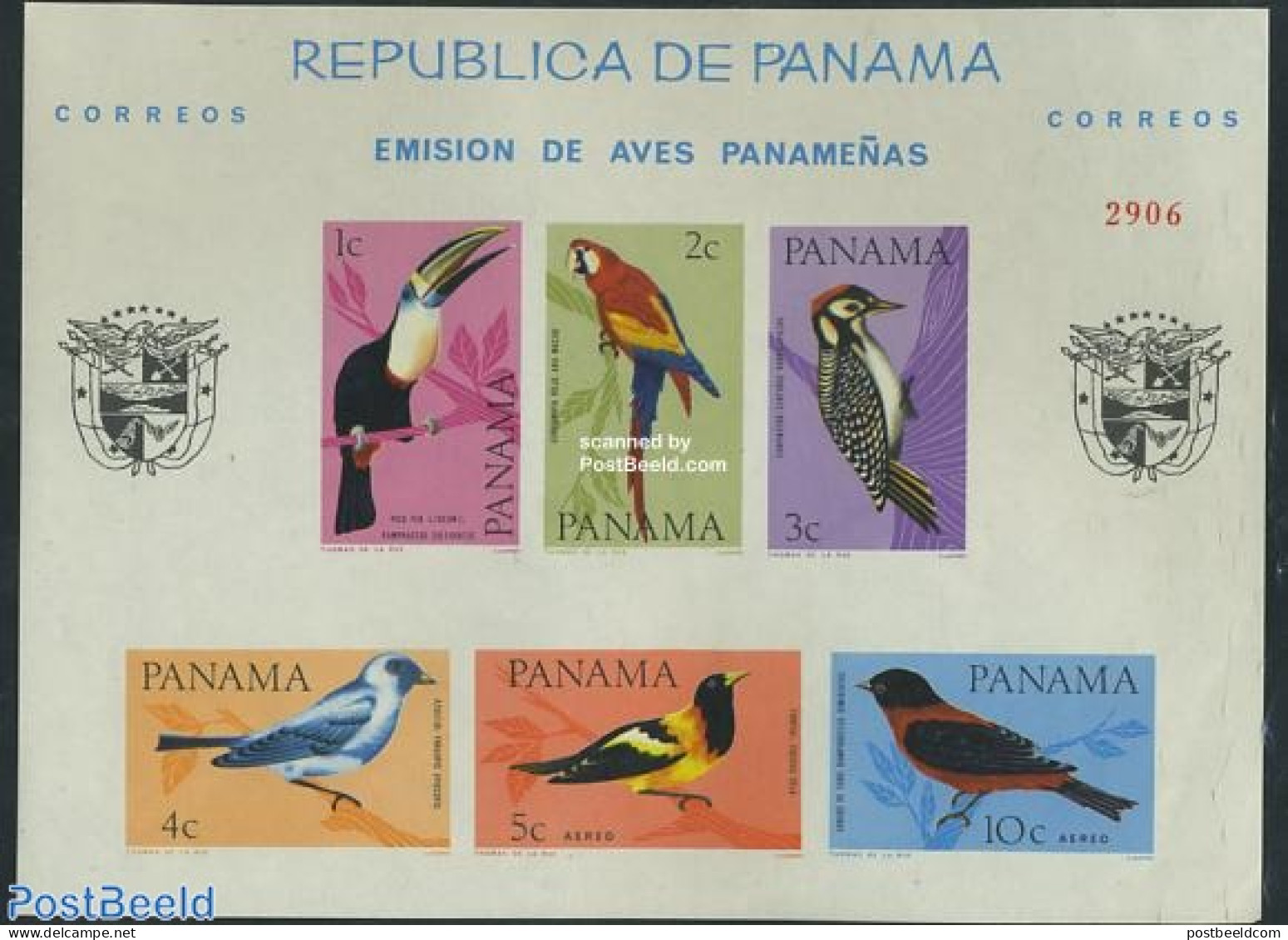 Panama 1965 Birds S/s Imperforated, Unused (hinged), Nature - Birds - Woodpeckers - Toucans - Panamá