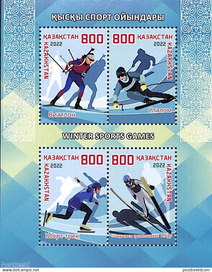 Kazakhstan 2022 Olympic Winter Games Of 2022 4v M/s, Mint NH, Sport - Olympic Winter Games - Kasachstan