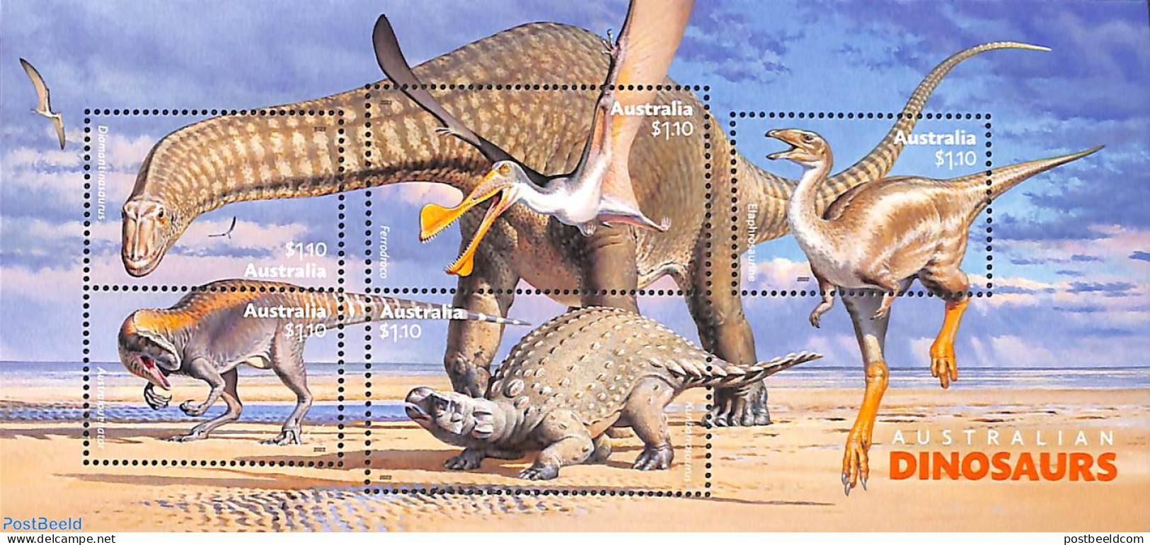 Australia 2022 Dinosaurs S/s, Mint NH, Nature - Prehistoric Animals - Neufs