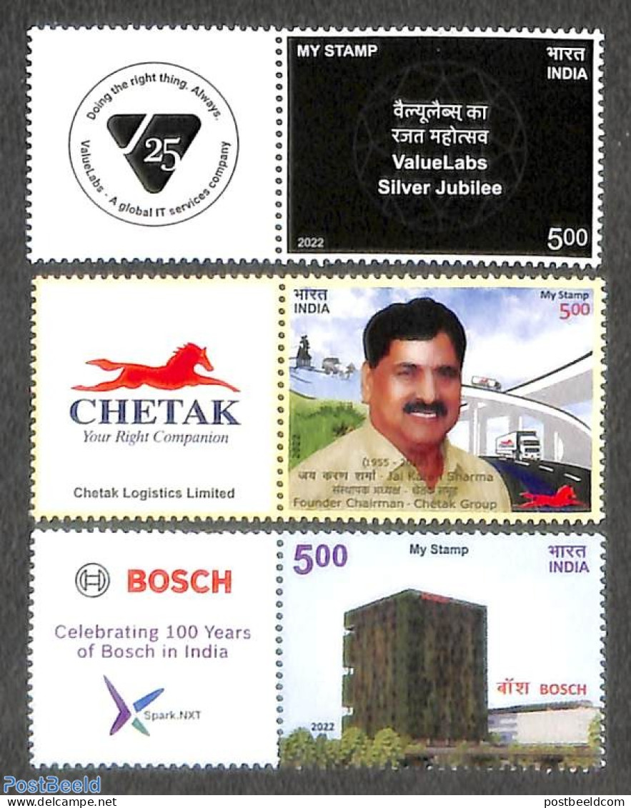 India 2022 My Stamp, 3v With Tabs, Mint NH - Unused Stamps