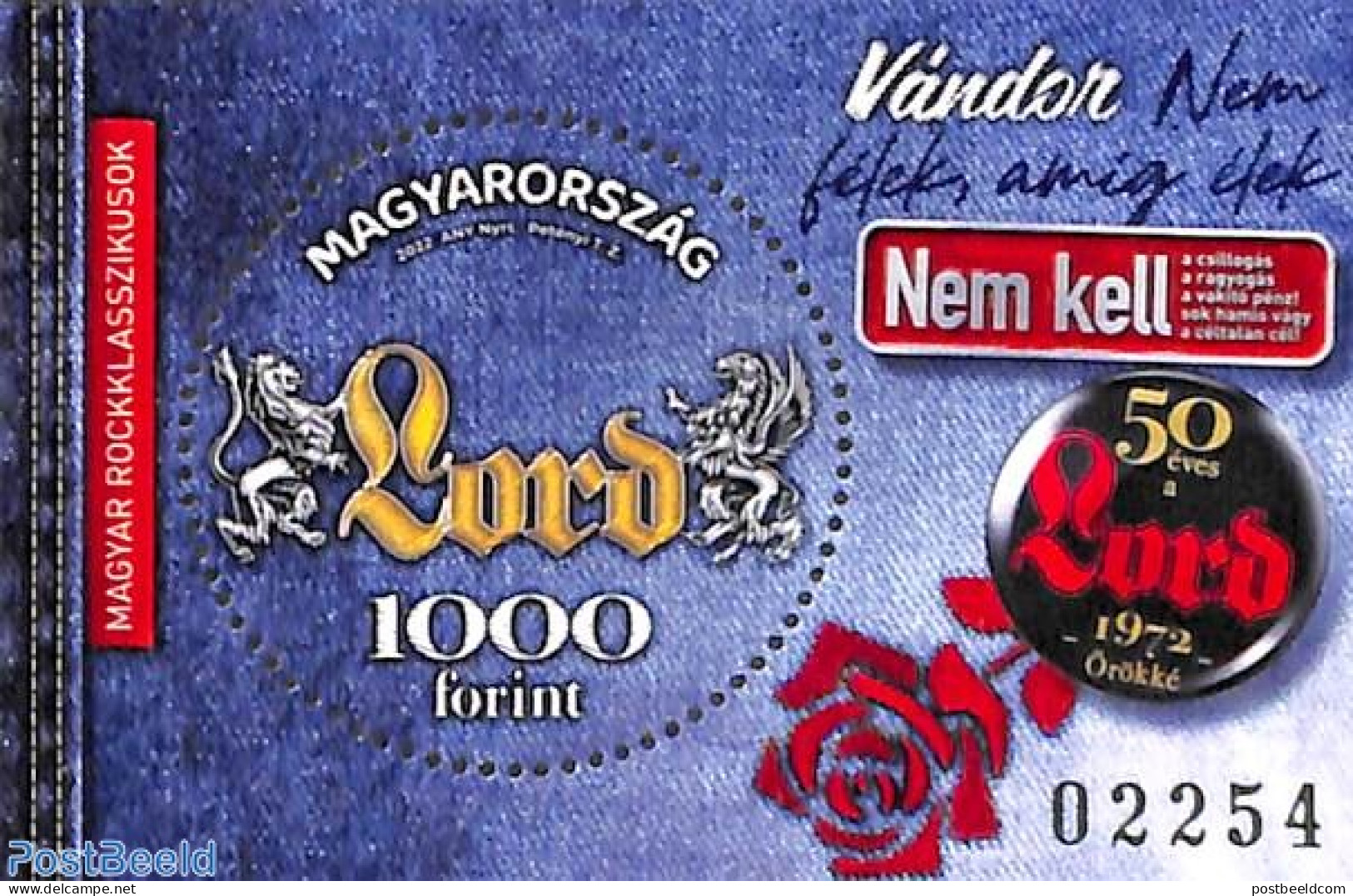 Hungary 2022 Rock Lord S/s With Black Number, Mint NH, Performance Art - Music - Unused Stamps