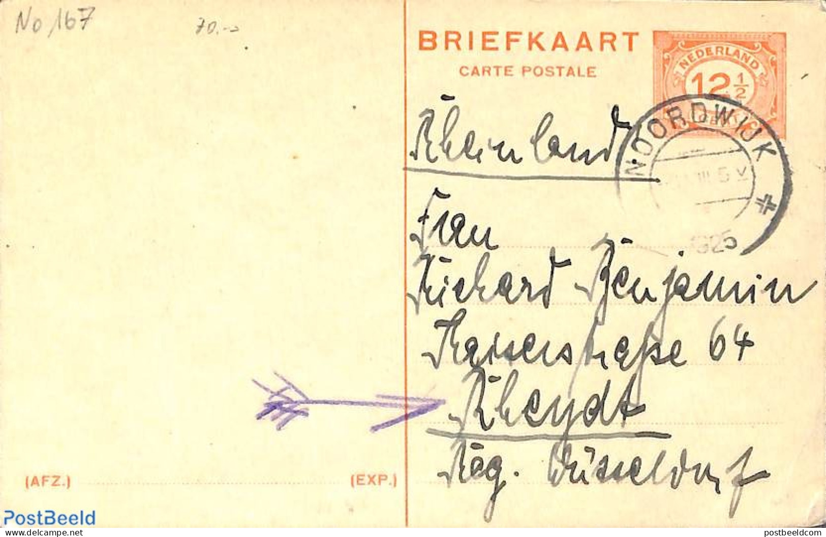 Netherlands 1925 Postcard 12.5c, Used Postal Stationary - Covers & Documents