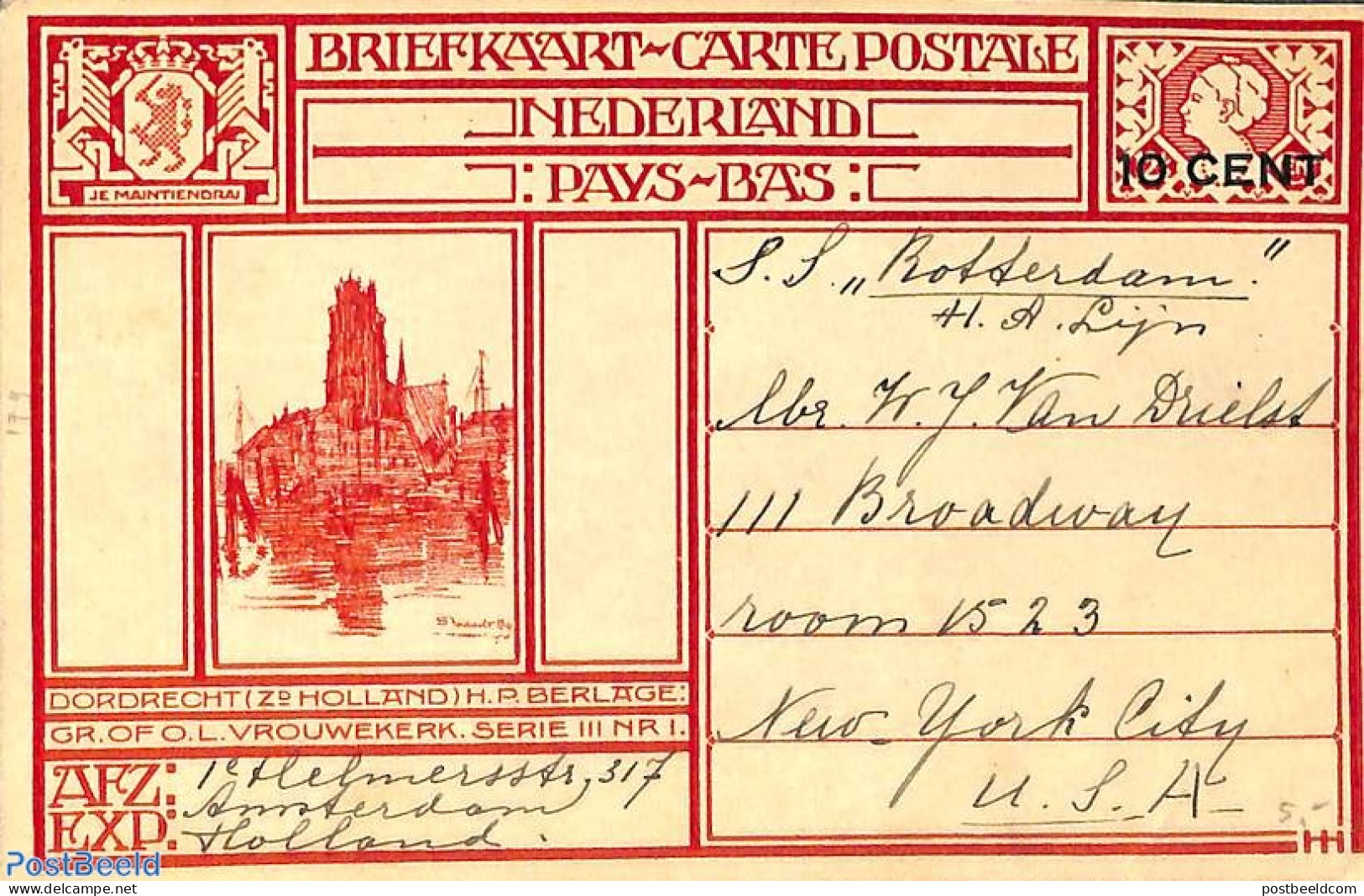 Netherlands 1926 Postcard 10c On 12.5c, Dordrecht, Used Postal Stationary - Briefe U. Dokumente
