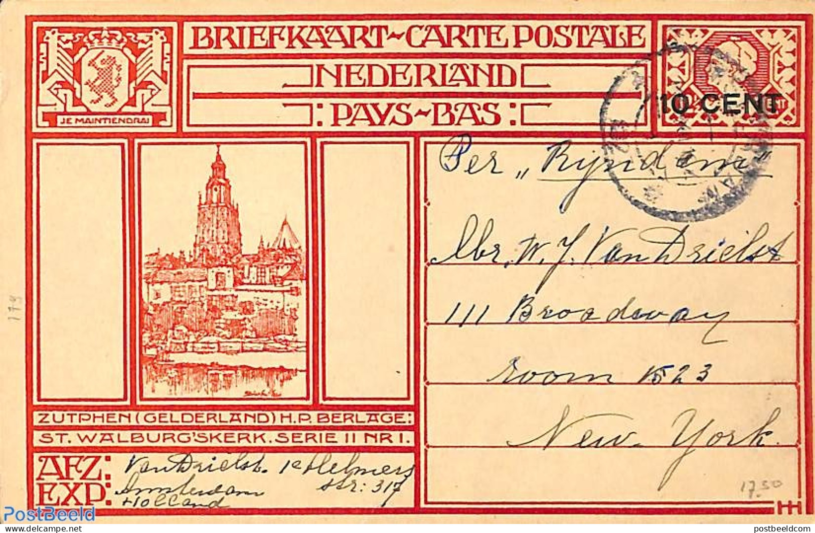 Netherlands 1926 Postcard 10c On 12.5c, Zutphen, Used Postal Stationary - Cartas & Documentos