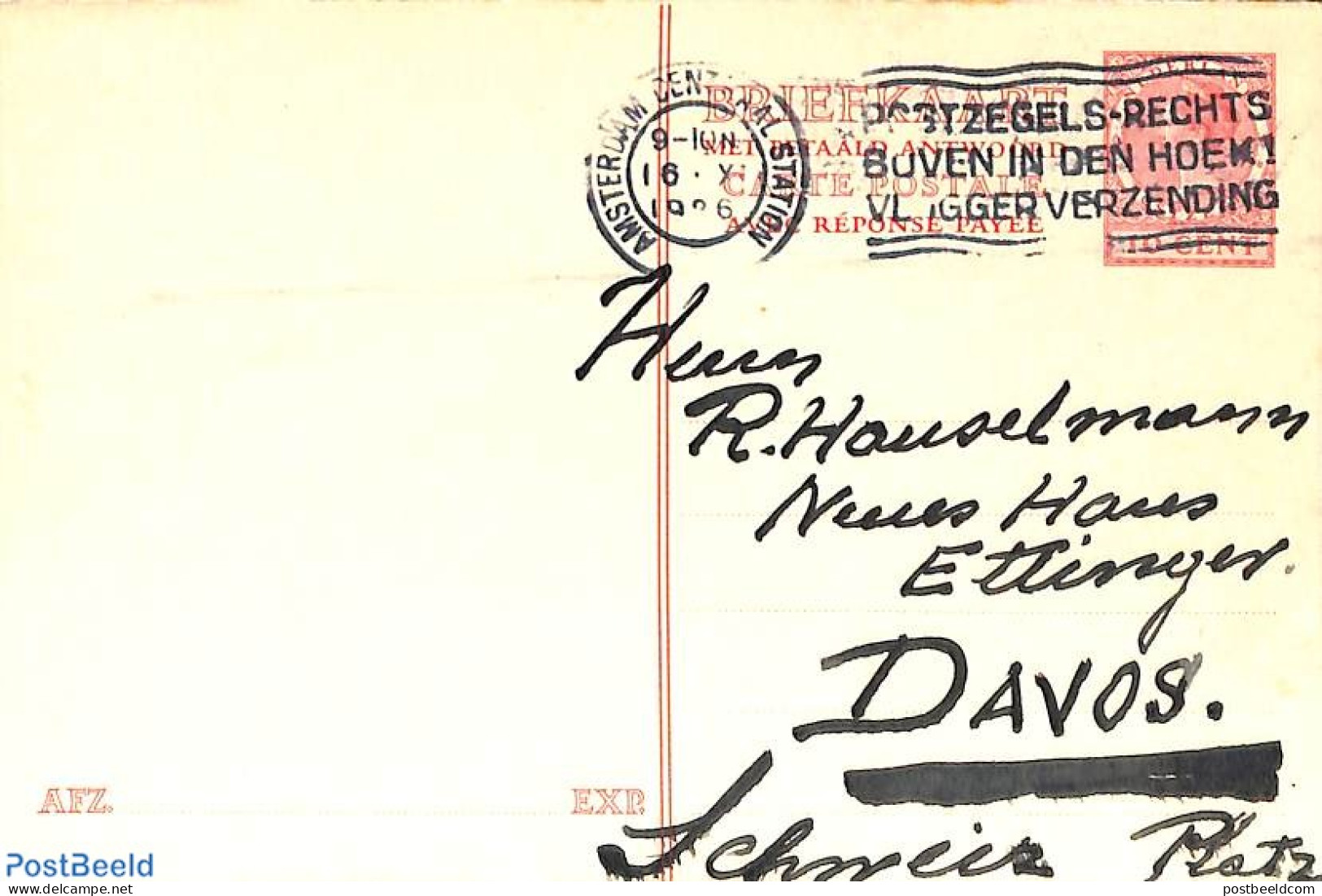 Netherlands 1926 Reply Paid Postcard 7.5/7.5c, Used Postal Stationary - Cartas & Documentos