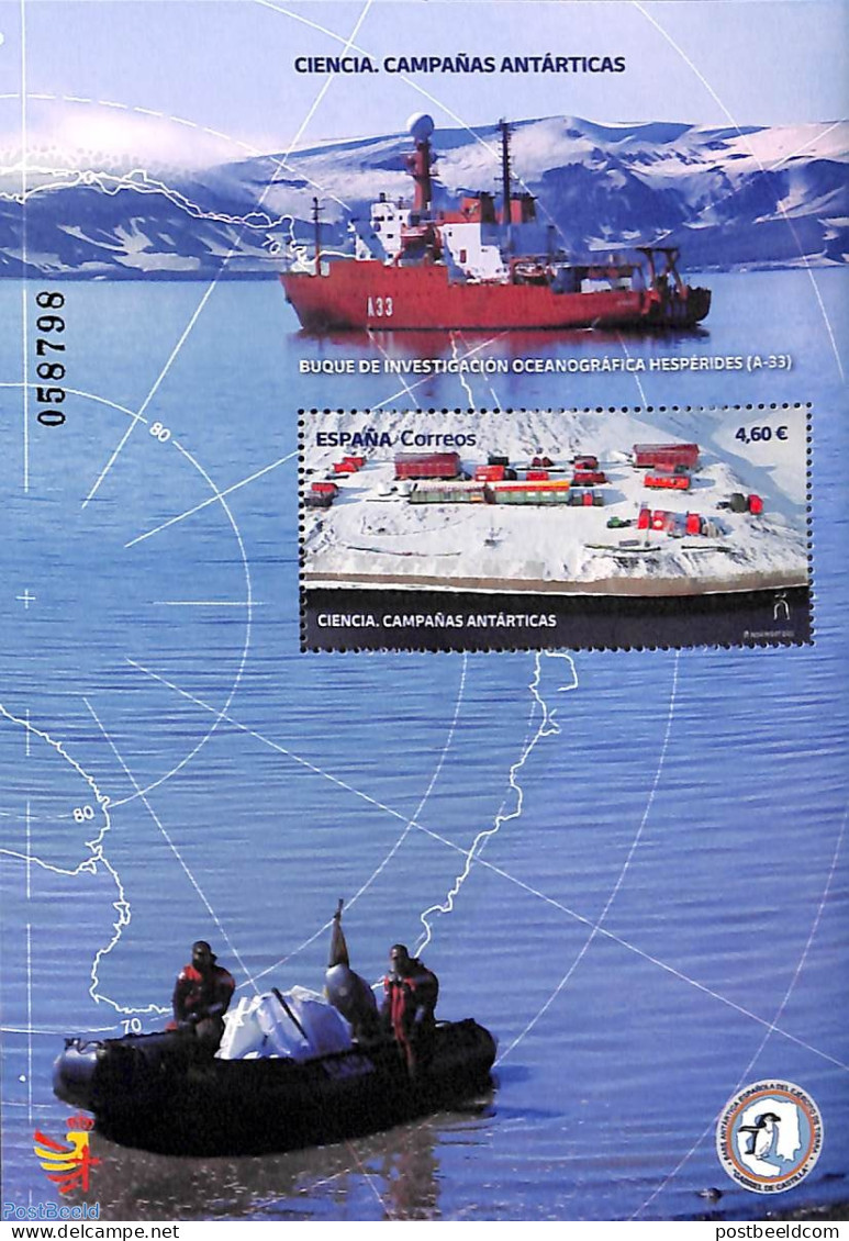 Spain 2022 Antarctic Research S/s, Mint NH, Science - Transport - The Arctic & Antarctica - Ships And Boats - Ongebruikt
