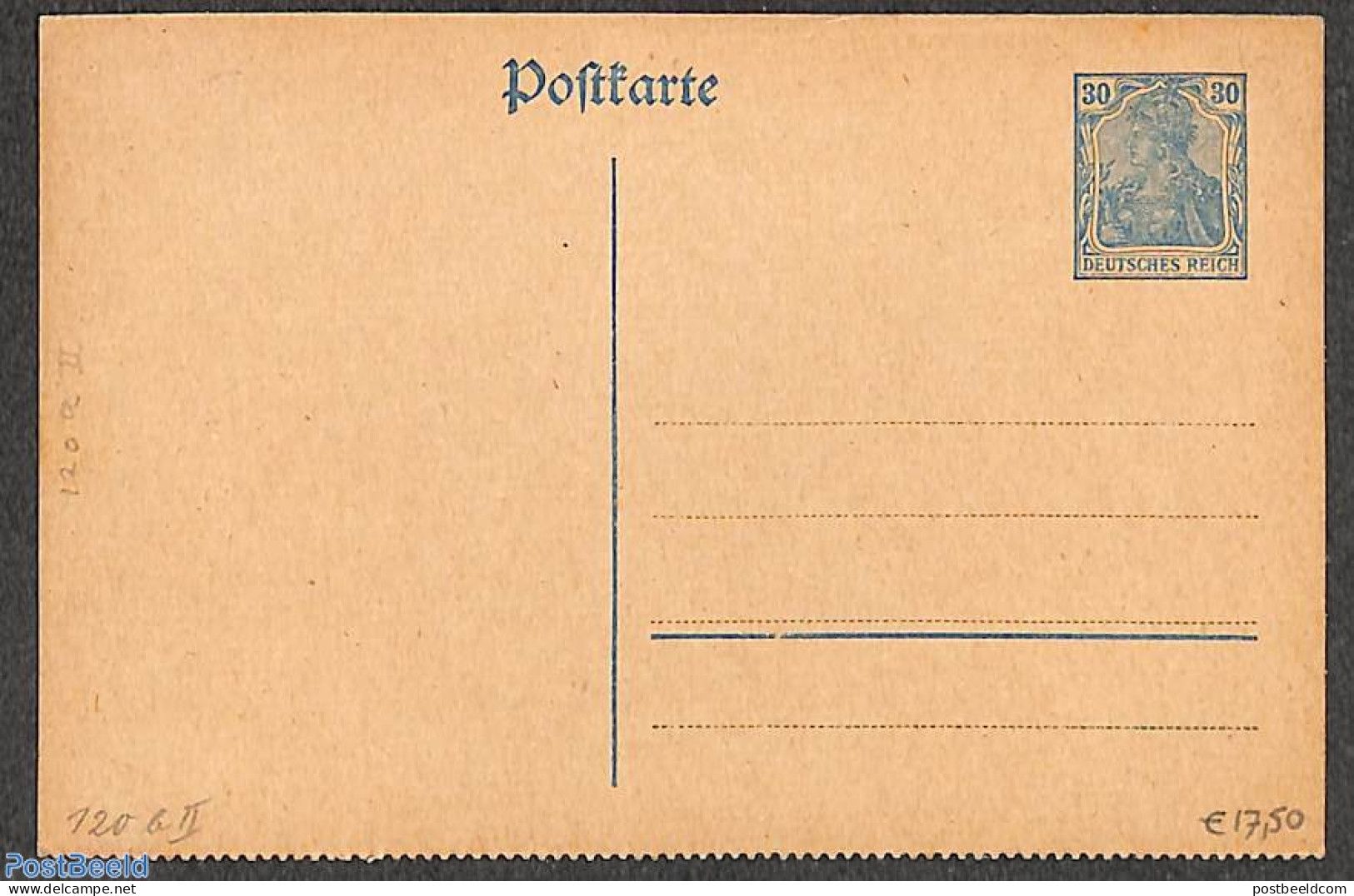 Germany, Empire 1902 Postcard 30pf, Perforated Below, Unused Postal Stationary - Brieven En Documenten