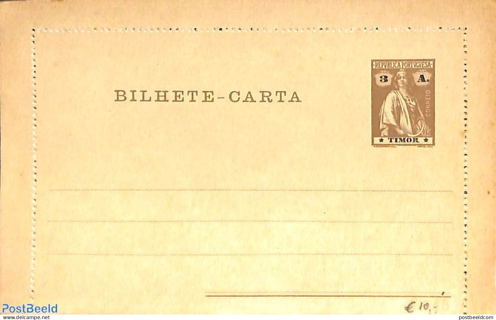 Timor 1914 Card Letter 3A, Unused Postal Stationary - East Timor