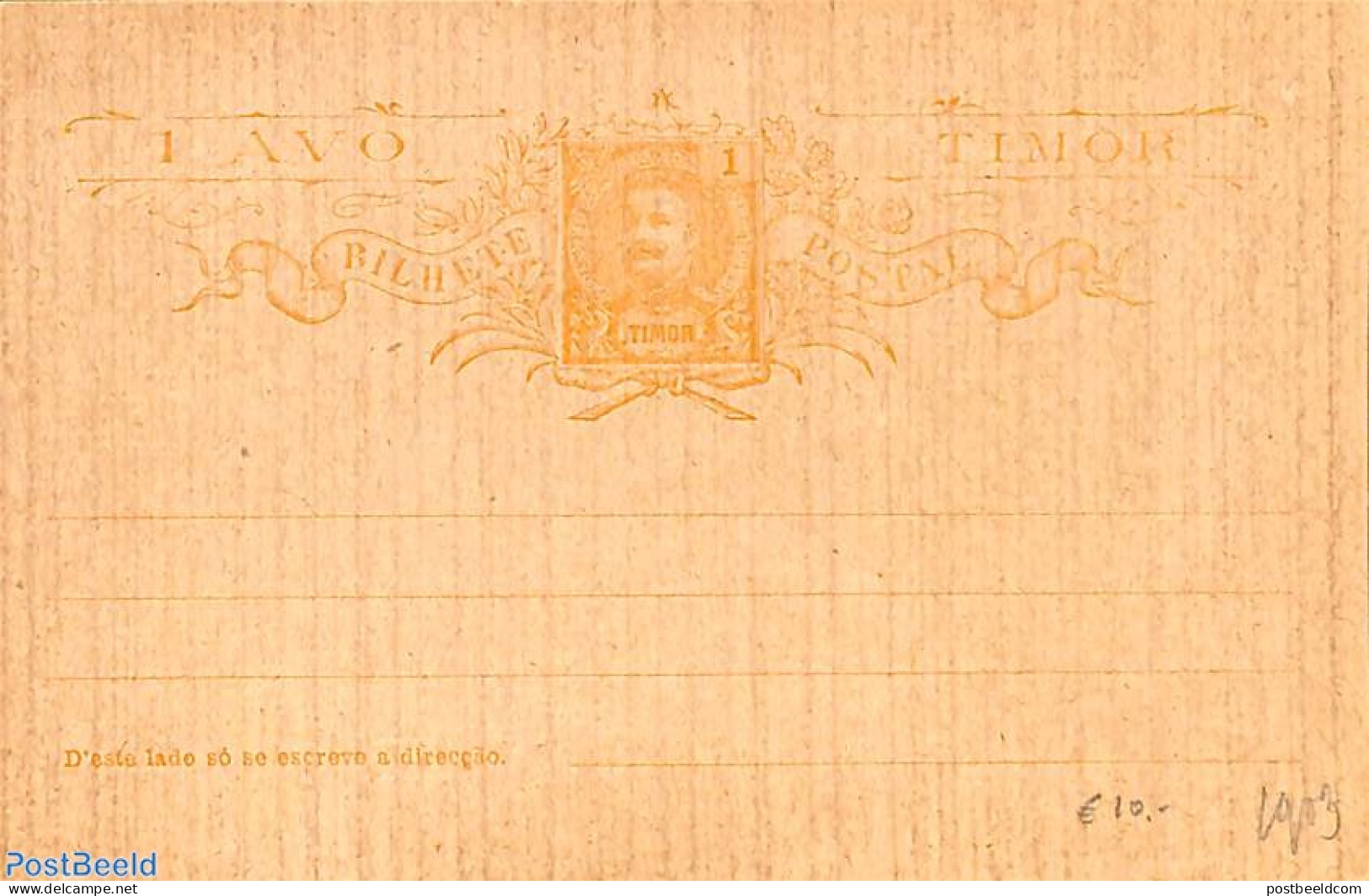 Timor 1903 Postcard 1A, Unused Postal Stationary - East Timor
