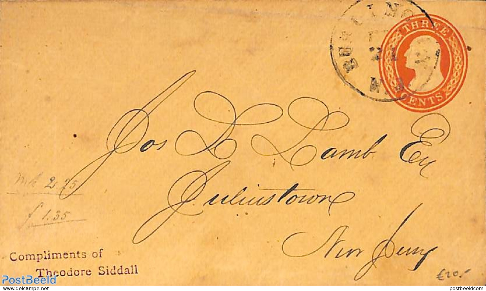 United States Of America 1880 Envelope 3c, BURLINGTON, Used Postal Stationary - Covers & Documents