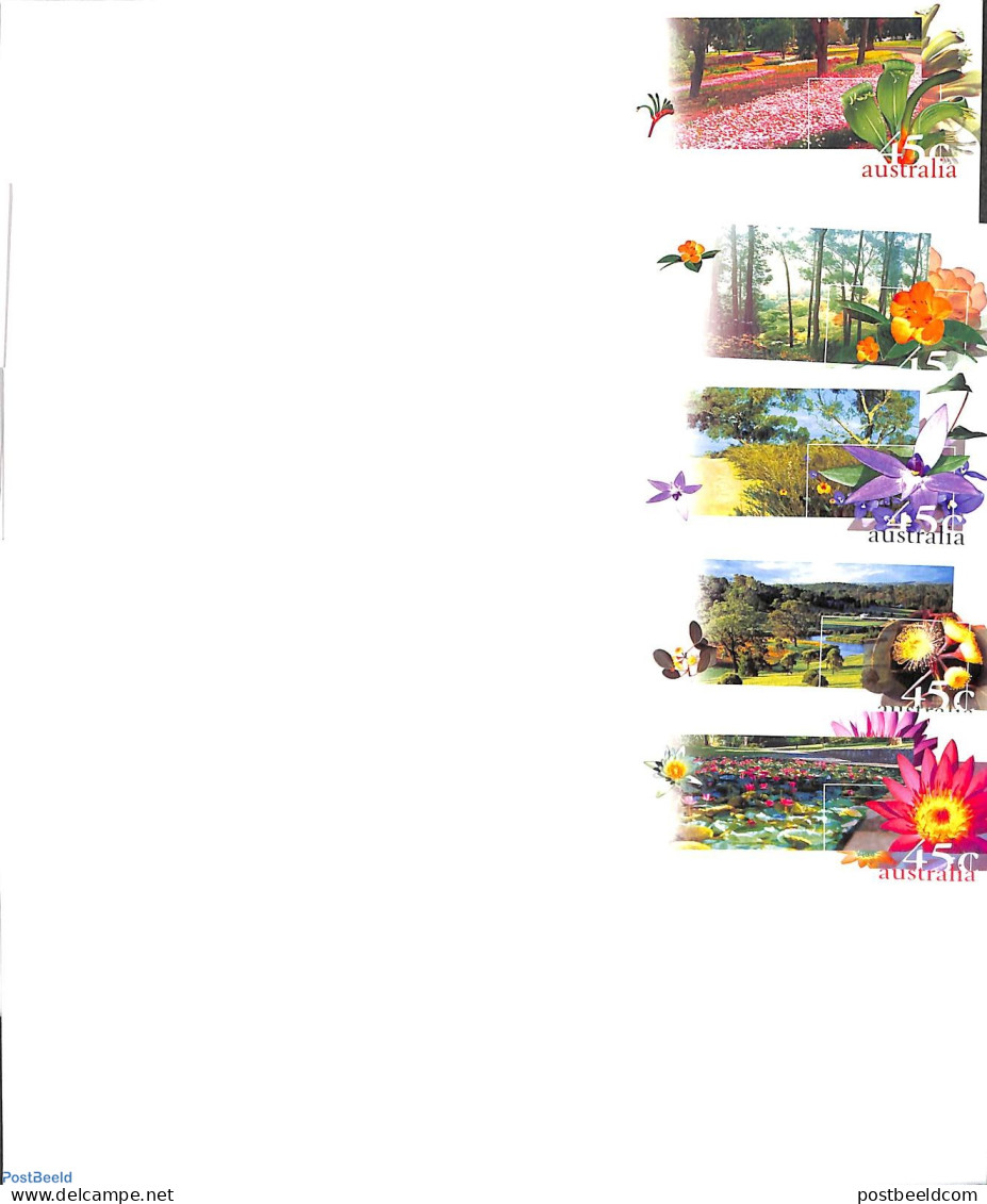 Australia 2000 Set With 5 Envelopes, Gardens, Unused Postal Stationary, Nature - Flowers & Plants - Gardens - Briefe U. Dokumente