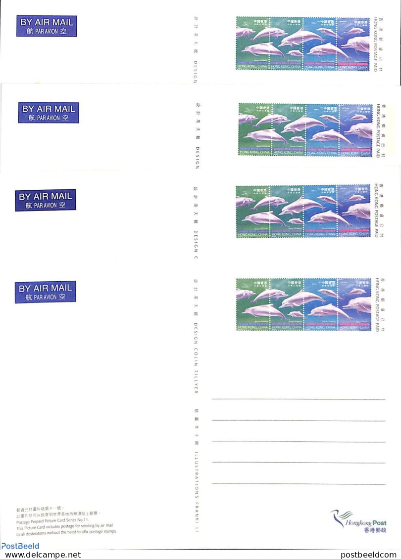 Hong Kong 1999 Postcard Set WWF (4 Cards), Unused Postal Stationary, Nature - Sea Mammals - World Wildlife Fund (WWF) - Briefe U. Dokumente