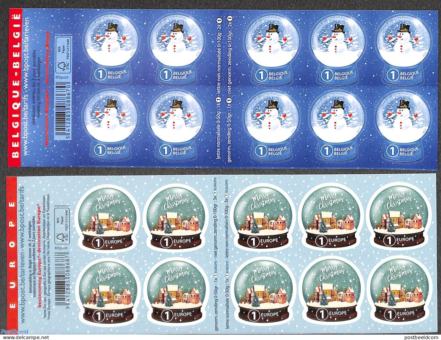 Belgium 2022 Christmas, 2 Booklets S-a, Mint NH, Religion - Christmas - Nuevos