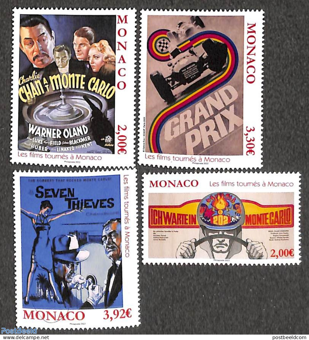 Monaco 2022 Cinema 4v, Mint NH, Performance Art - Sport - Film - Autosports - Unused Stamps
