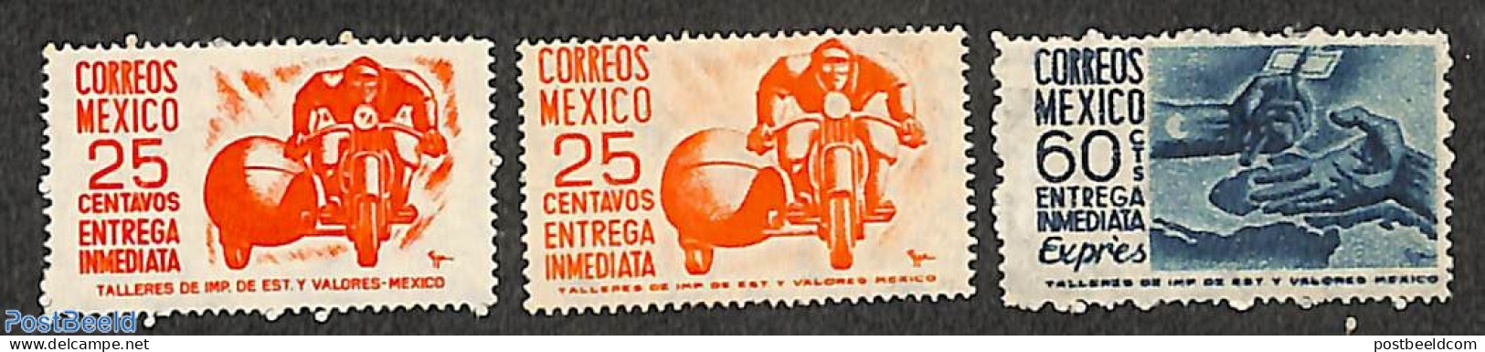 Mexico 1950 Express Mail 3v, Unused (hinged), Transport - Post - Motorcycles - Post