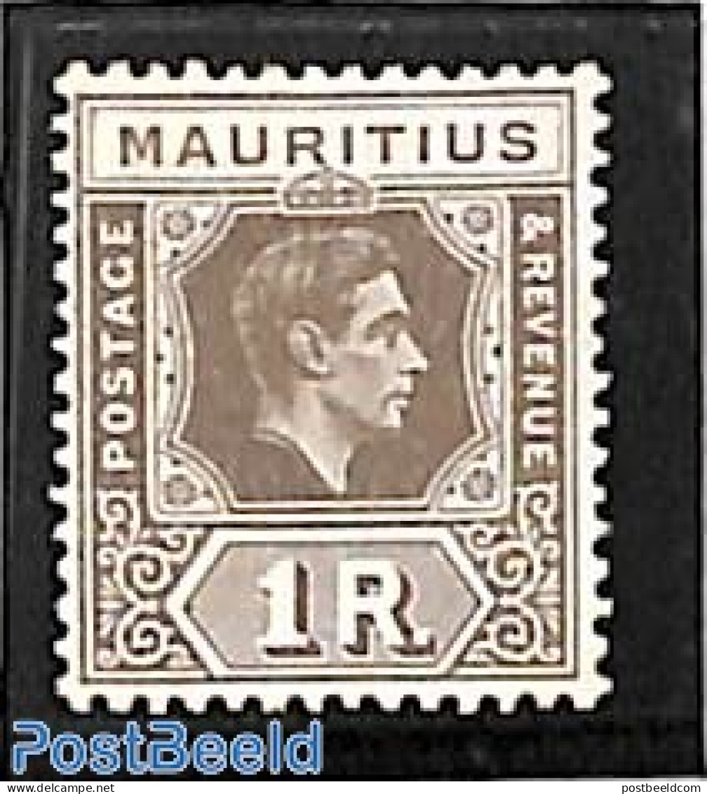 Mauritius 1938 1R, Stamp Out Of Set, Unused (hinged) - Mauricio (1968-...)