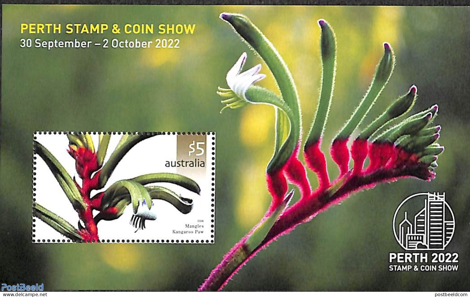 Australia 2022 Perth Stamp & Coin Show S/s, Mint NH, Nature - Flowers & Plants - Philately - Ongebruikt