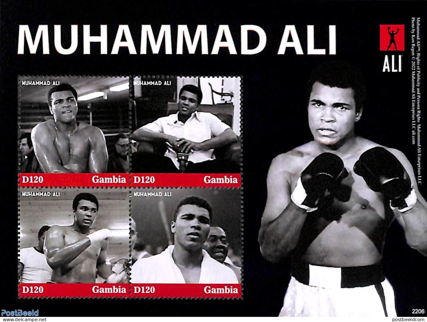 Gambia 2022 Muhammad Ali 4v M/s, Mint NH, Sport - Boxing - Pugilato