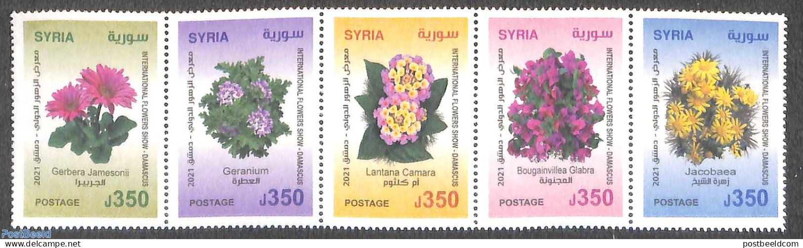 Syria 2021 Flowers 5v [::::], Mint NH, Nature - Flowers & Plants - Syria